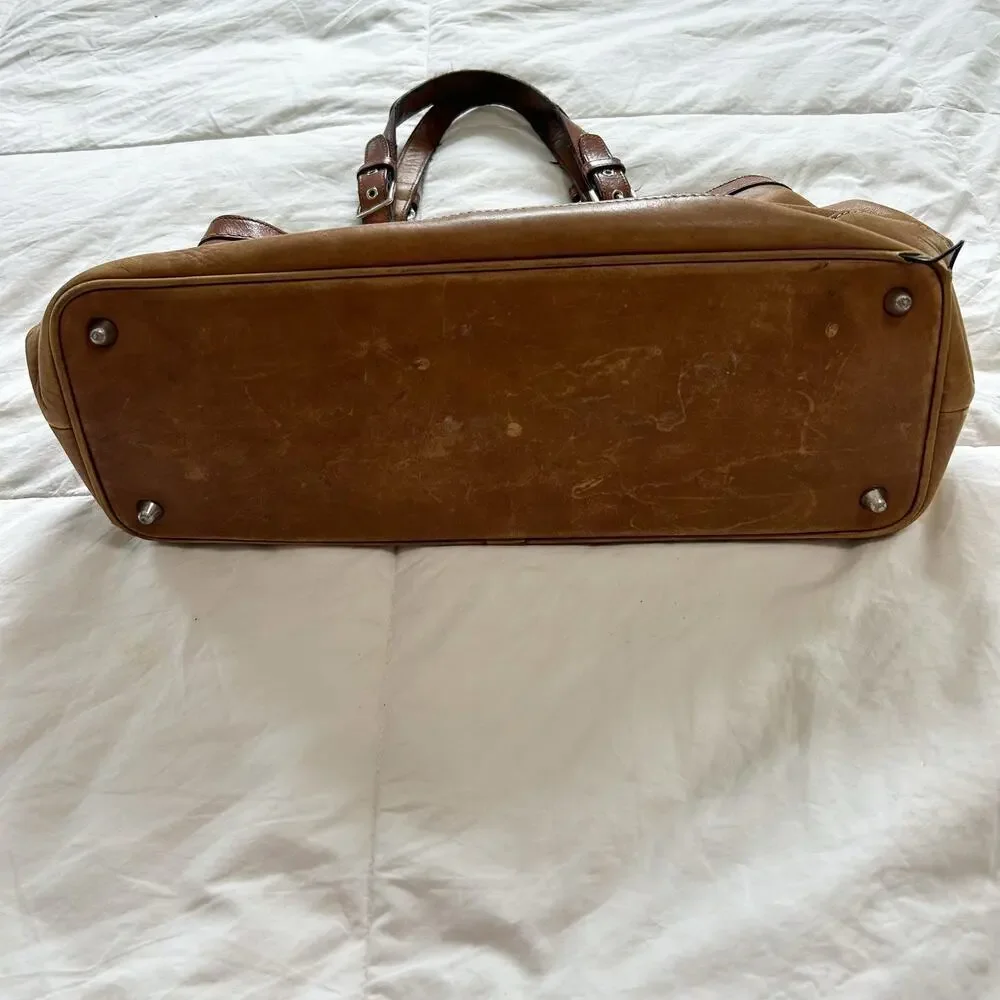 Vintage Y2K Authentic Coach Legacy Carryall Large Tan Beige Leather Tote Bag